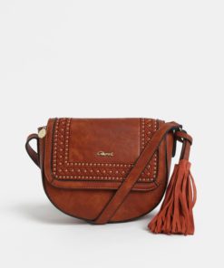 Tmavě hnědá crossbody kabelka s ozdobným prošíváním Gionni
