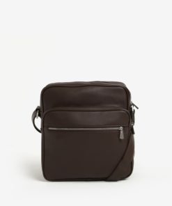Tmavě hnědá crossbody taška s kapsou Bobby Black