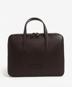 Tmavě hnědá dámská kožená taška na notebook ELEGA Lester