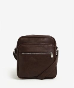 Tmavě hnědá malá crossbody taška s kapsou Bobby Black