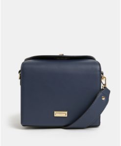 Tmavě modrá crossbody kabelka s detaily ve zlaté barvě Gionni Cleo