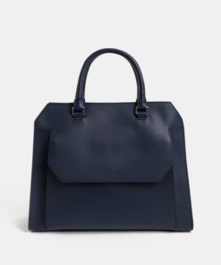 Tmavě modrá kožená kabelka s kapsou BREE Cambridge 13