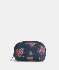 Tmavě modrá květovaná kosmetická taška na zip Cath Kidston