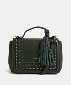 Tmavě zelená crossbody kabelka s ozdobným prošíváním Gionni