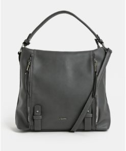 Tmavě šedá kabelka přes rameno s detaily ve stříbrné barvě Gionni Jasmine