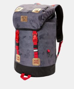 Tmavě šedý batoh s koženkovými detaily a pláštěnkou Meatfly 26 l