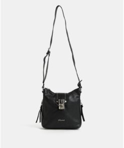 Černá crossbody kabelka s ozdobnými detaily ve stříbrné barvě Gionni Talia Key
