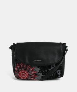 Černá crossbody kabelka s výšivkou Desigual Queen