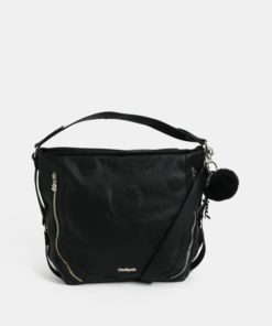 Černá koženková kabelka s výšivkou Desigual Bols