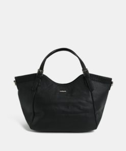 Černá koženková prošívaná kabelka Desigual Amber