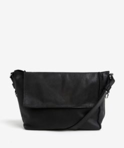 Černá kožená crossbody kabelka ELEGA Klopnovka