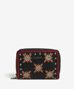 Černá peněženka s barevnými vyšitými ornamenty Desigual Sandy