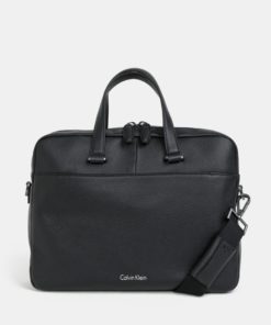 Černá pánská kožená taška na notebook Calvin Klein Jeans 15"