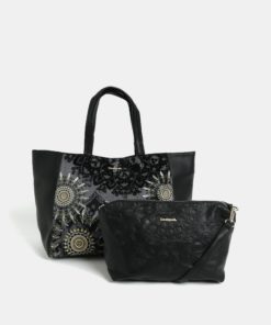 Černý koženkový shopper s pouzdrem Desigual Queen Cuenca