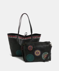 Černý oboustranný shopper s pouzdrem Desigual Siara