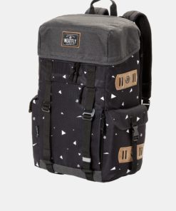 Černý vzorovaný batoh s koženkovými detaily Meatfly 30 l