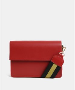 Červená crossbody kabelka s odnímatelným popruhem Pieces Faline
