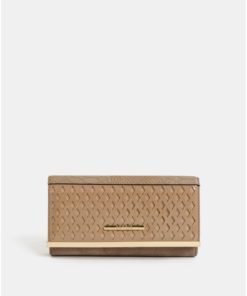 Béžová velká peněženka s detaily ve zlaté barvě Bessie London