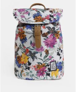 Bílý dámský květovaný batoh The Pack Society 10 l