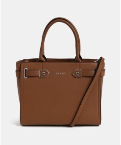 Hnědá kabelka s detaily ve stříbrné barvě Bessie London