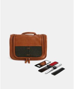 Hnědá kosmetická taška s příslušenstvím Portland