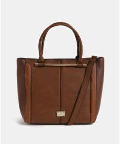 Hnědá velká kabelka s detaily ve zlaté barvě Bessie London