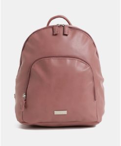 Starorůžový koženkový batoh s přední kapsou ZOOT