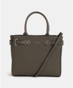 Tmavě hnědá kabelka s detaily ve stříbrné barvě Bessie London