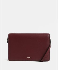 Vínová kožená malá crossbody kabelka DKNY Bryant