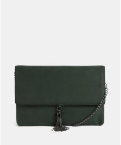 Zelené psaníčko v semišové úpravě se střapcem Dorothy Perkins