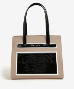 Černo-béžová kožená kabelka ELEGA Isabel