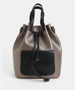 Černo-béžový batoh/vaková kabelka s metalickými odlesky Claudia Canova Alessia