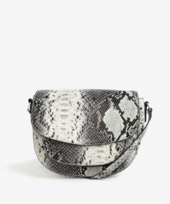 Černo-krémová crossbody kabelka s hadím vzorem Pieces Deedee