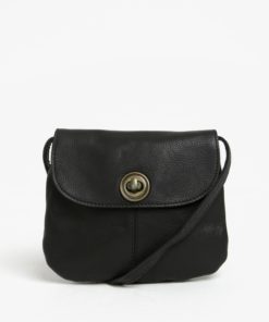 Černá kožená crossbody kabelka Pieces Totally Royal