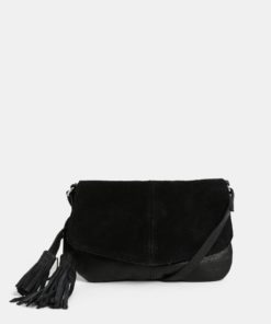 Černá malá semišová crossbody kabelka Pieces
