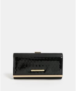Černá velká peněženka s detaily ve zlaté barvě Bessie London