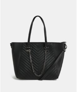 Černý shopper s řetězem Bessie London