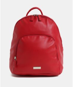 Červený koženkový batoh s přední kapsou ZOOT