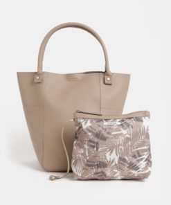 Béžový shopper se vzorovaným pouzdrem 2v1 Pieces Danni