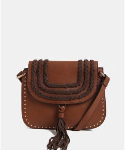 Hnědá crossbody kabelka s třásněmi Dorothy Perkins