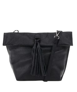 Černá kožená crossbody kabelka s třásní ZOOT
