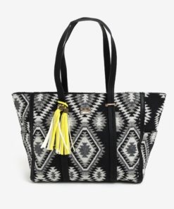 Krémovo-černá kabelka s aztéckým vzorem Bessie London