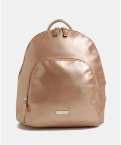 Růžovozlatý batoh s metalickými odlesky a přední kapsou ZOOT