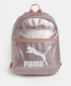 Světle růžový metalický batoh s potiskem Puma 10 l