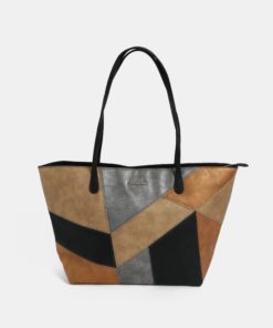 Černo-hnědá vzorovaná kabelka Desigual Ares