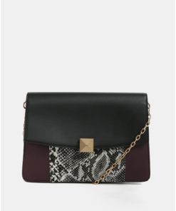 Černo-vínové psaníčko s hadím vzorem Dorothy Perkins