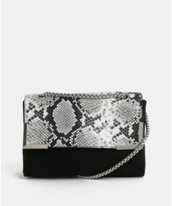 Černá crossbody kabelka s hadím vzorem Dorothy Perkins