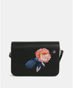 Černá crossbody kabelka s výšivkou Pieces Ava