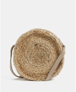 Béžová jutová crossbody kabelka Pieces Bijou
