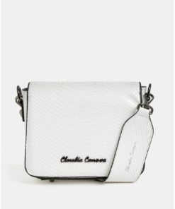 Bílá crossbody kabelka s krokodýlím vzorem Claudia Canova Priti